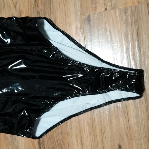 Fashion Nova Faux Patent Leather Bustier Style Bodysuit Top - Picture 4 of 9